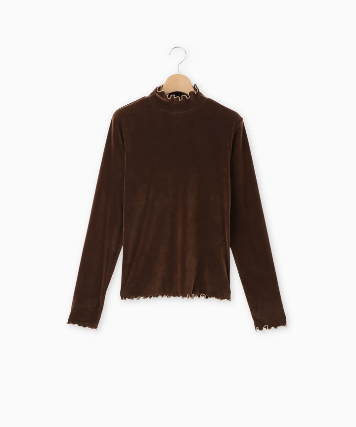 ベロアハイネックトップス