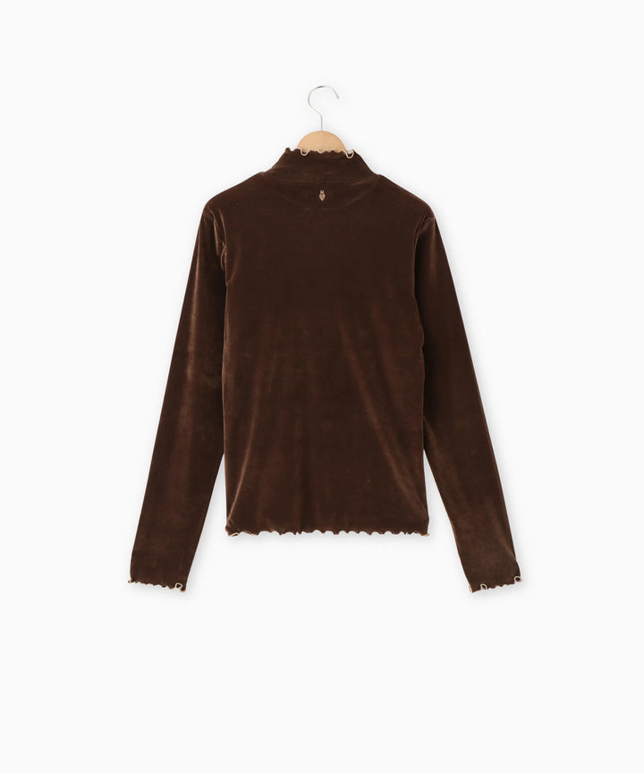 ベロアハイネックトップス