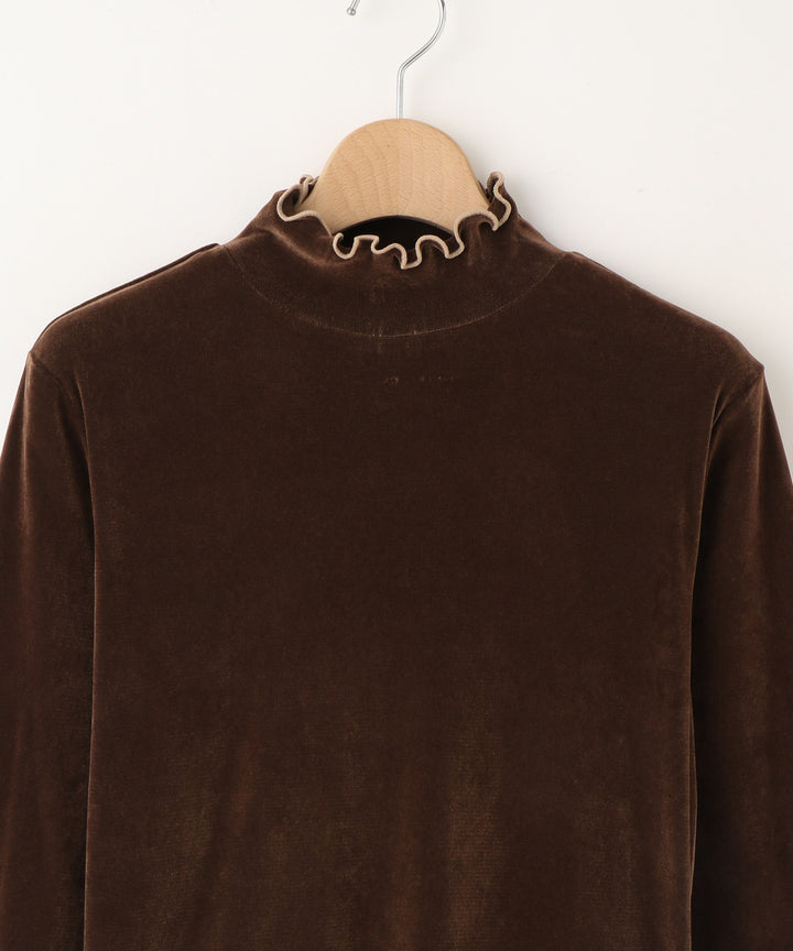 ベロアハイネックトップス