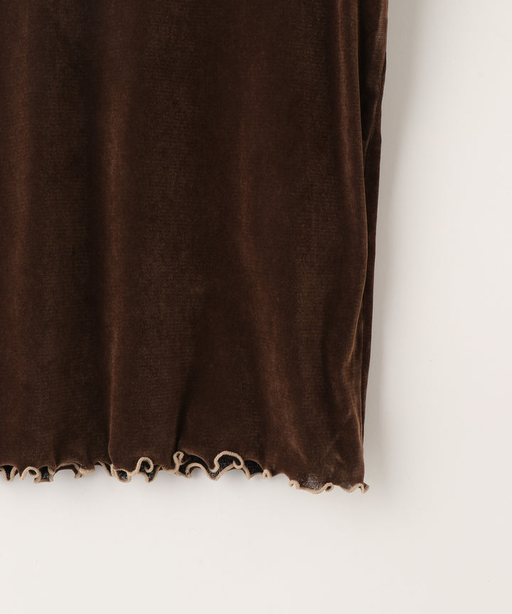 ベロアハイネックトップス