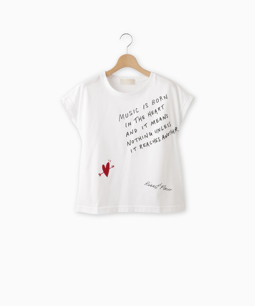 Heart Embroidery Jersey Message T-shirt
