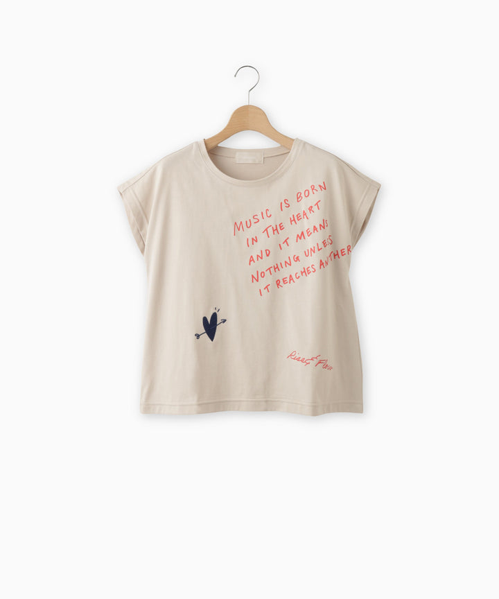 Heart Embroidery Jersey Message T-shirt