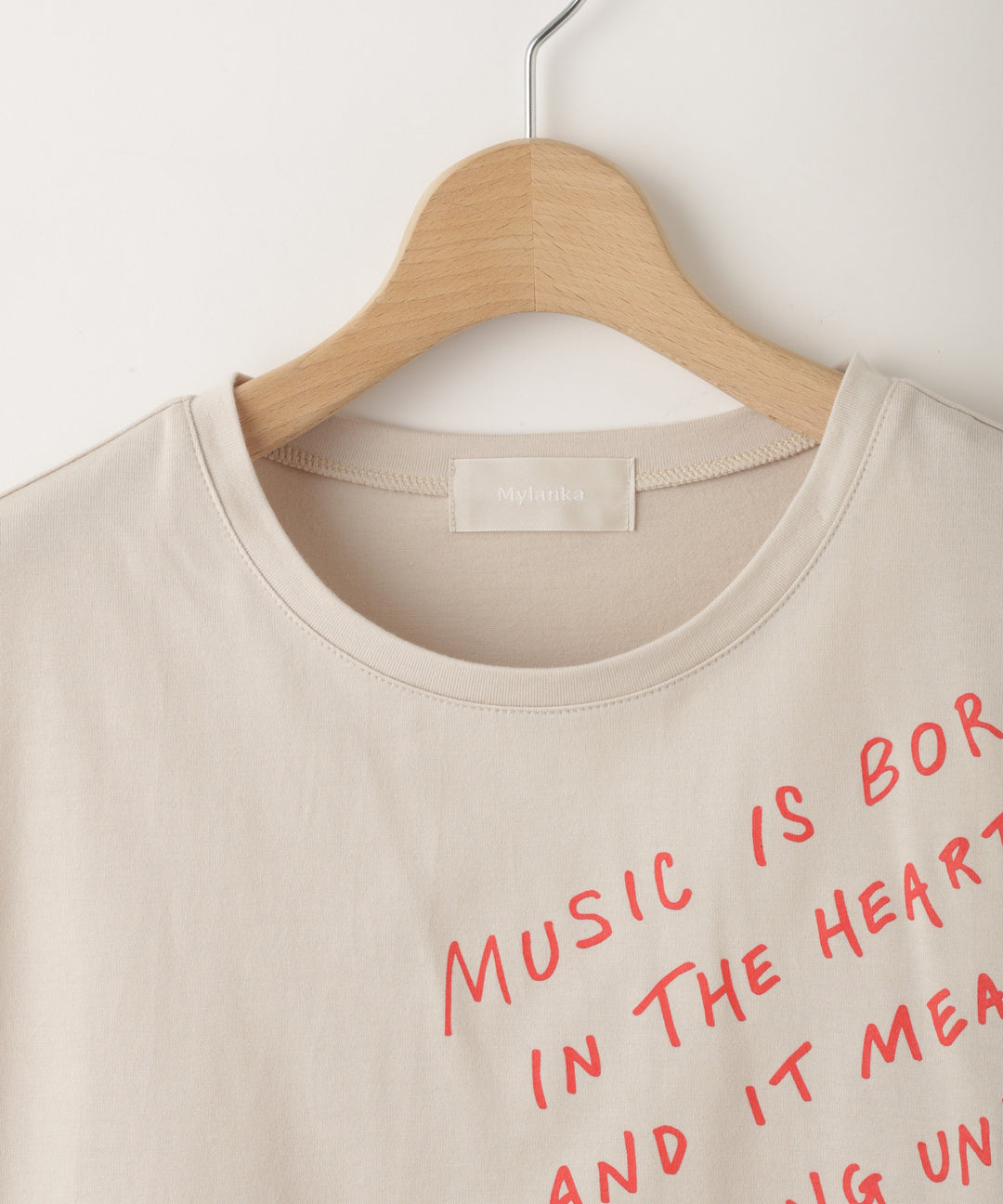 Heart Embroidery Jersey Message T-shirt