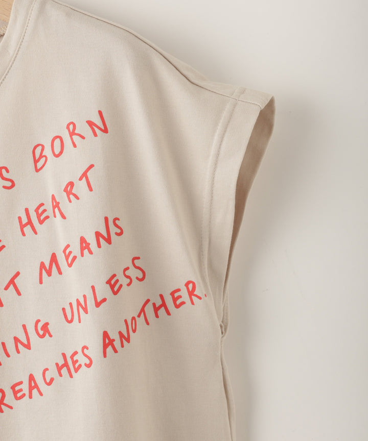 Heart Embroidery Jersey Message T-shirt