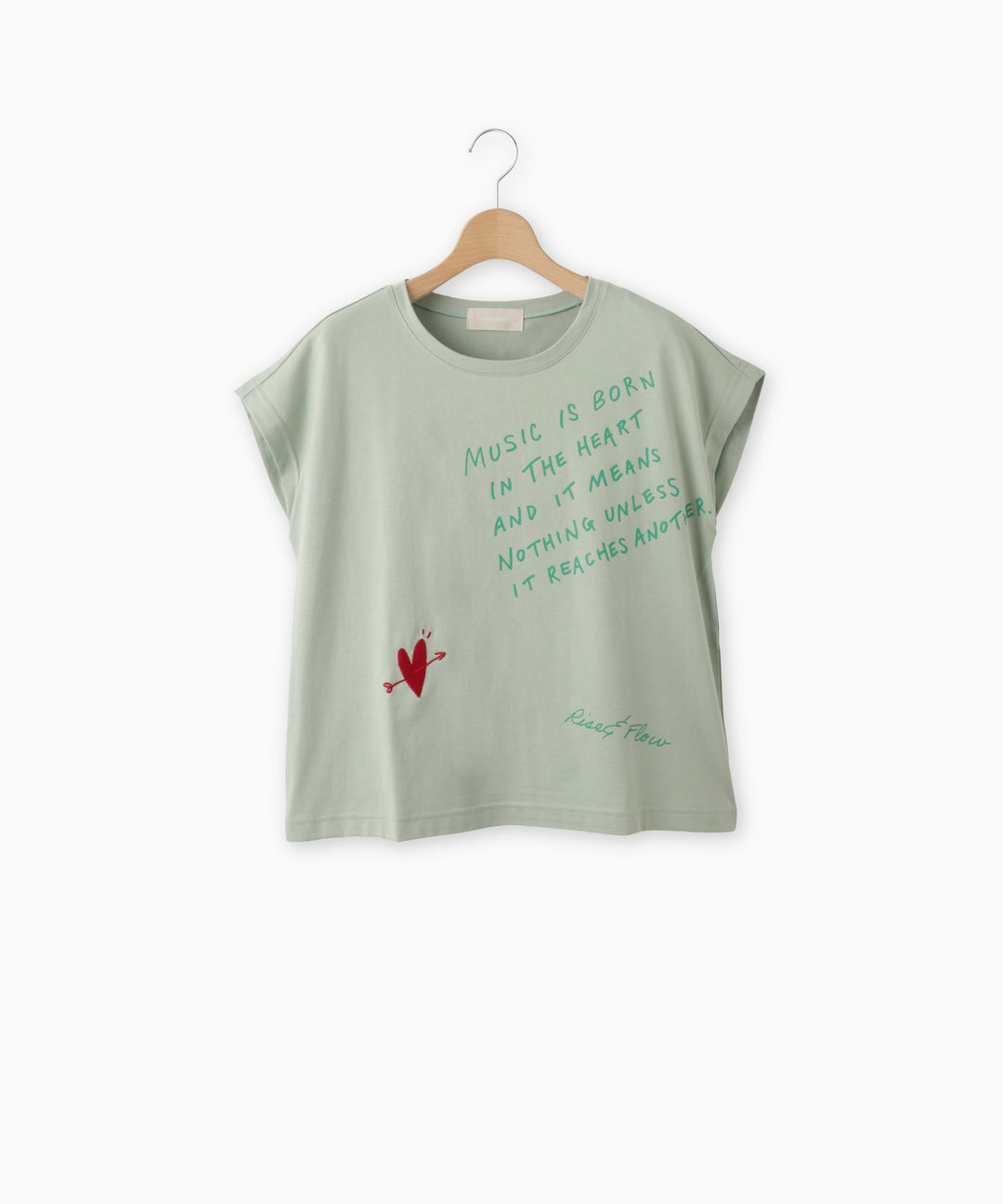 Heart Embroidery Jersey Message T-shirt