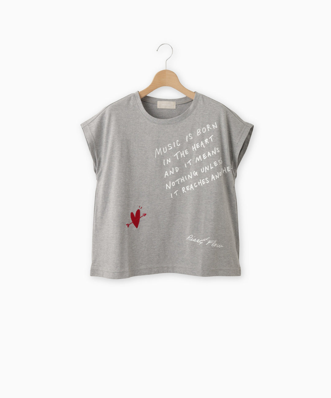 Heart Embroidery Jersey Message T-shirt