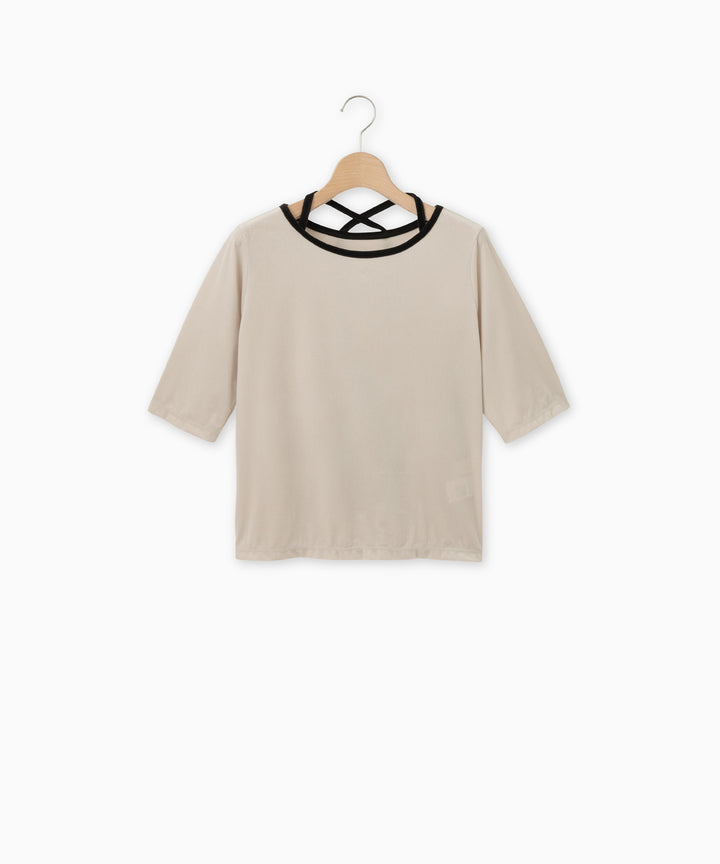配色バックリボンカットソー