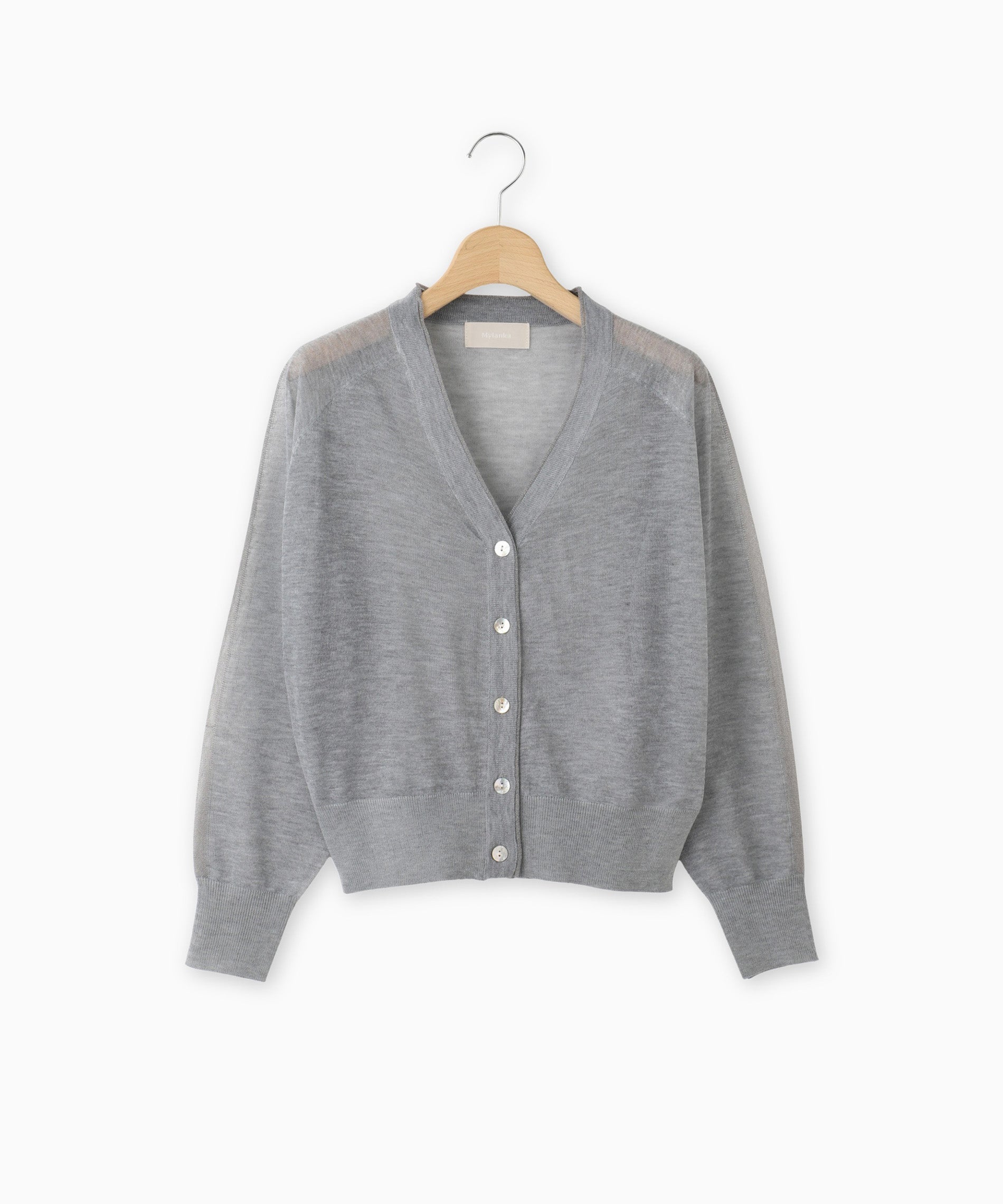 MHL. グレー Vネック カーディガン L WEB限定/OUTLET】【SL/長袖】コットンブレンド ニット