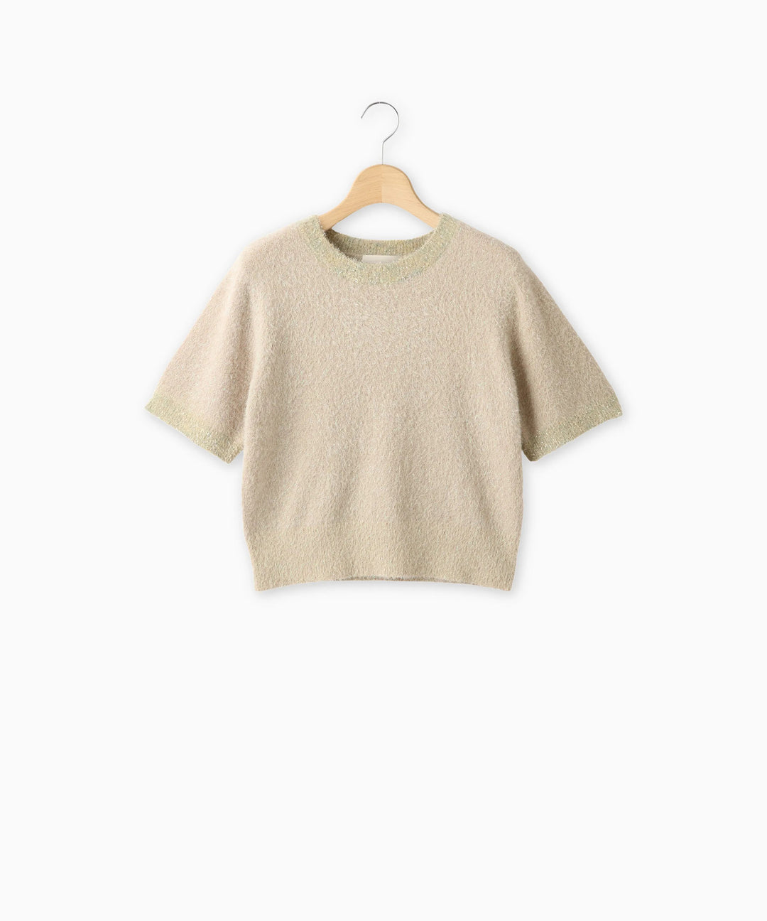 バイカラーハーフスリーブシャギーニット