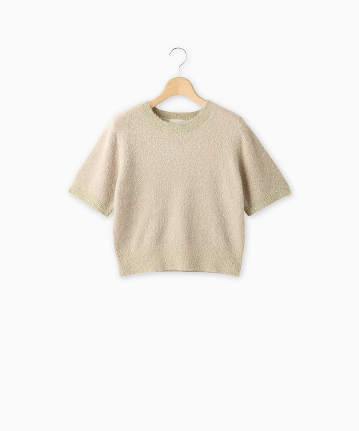 バイカラーハーフスリーブシャギーニット