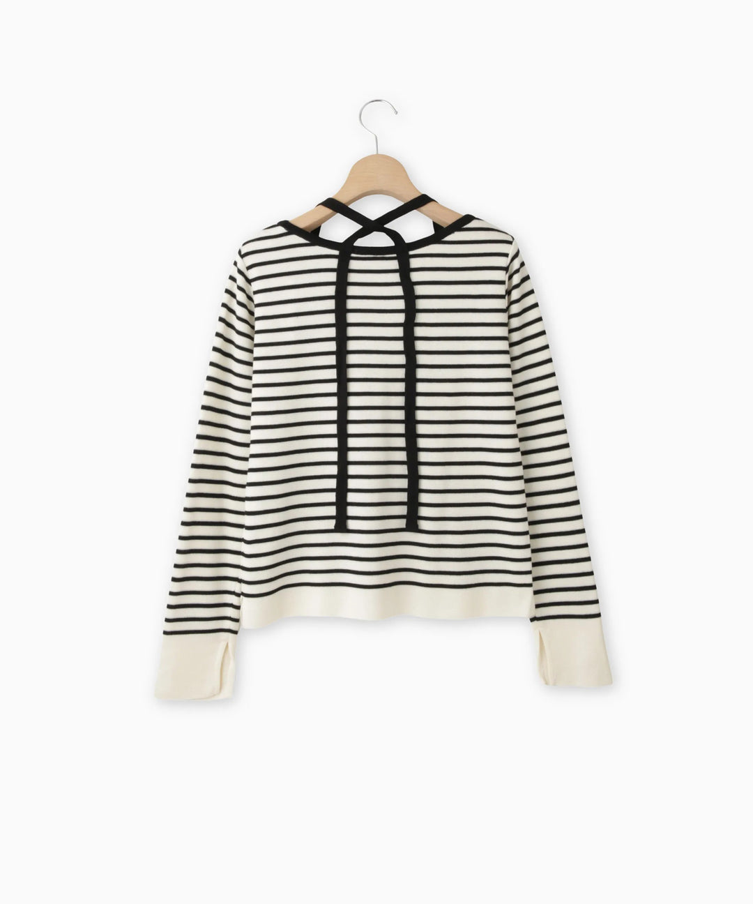 バックリボンニット