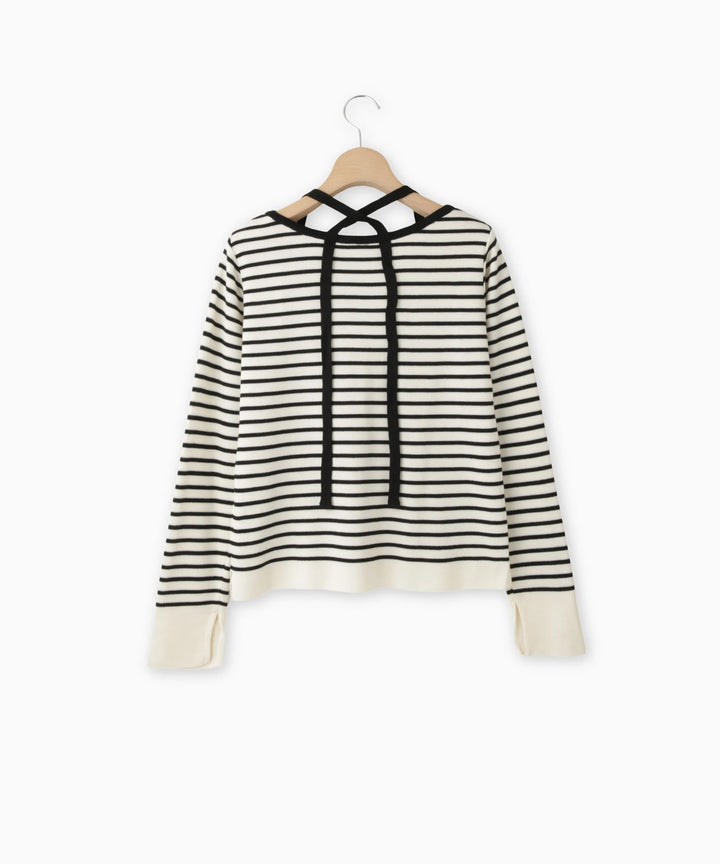 バックリボンニット