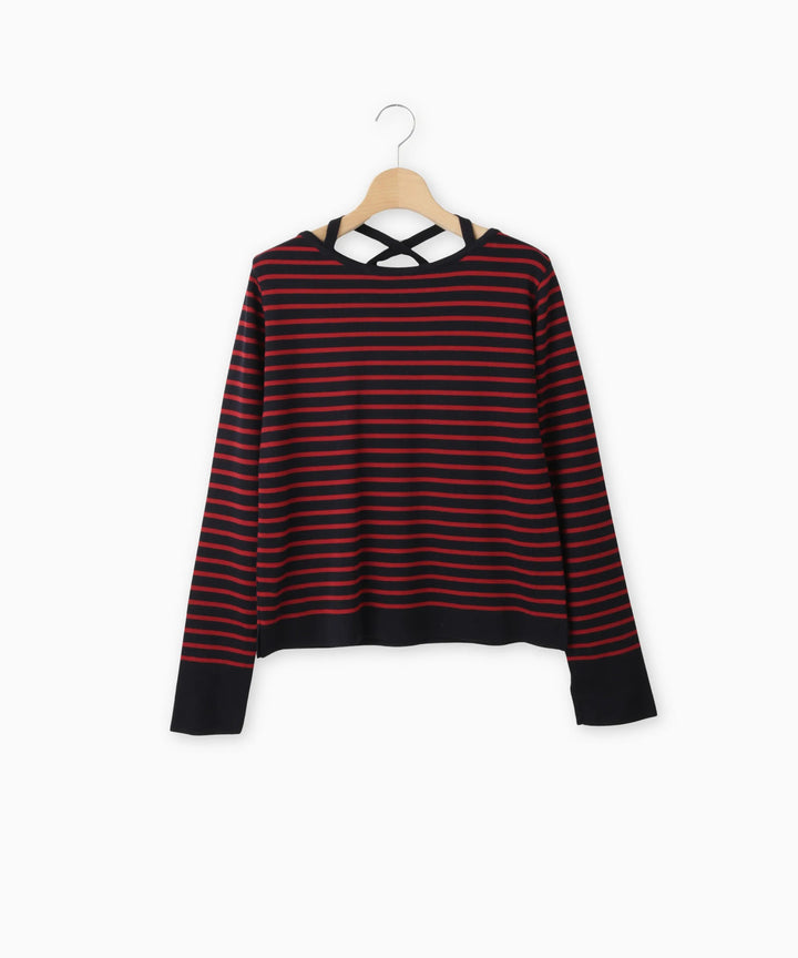 バックリボンニット