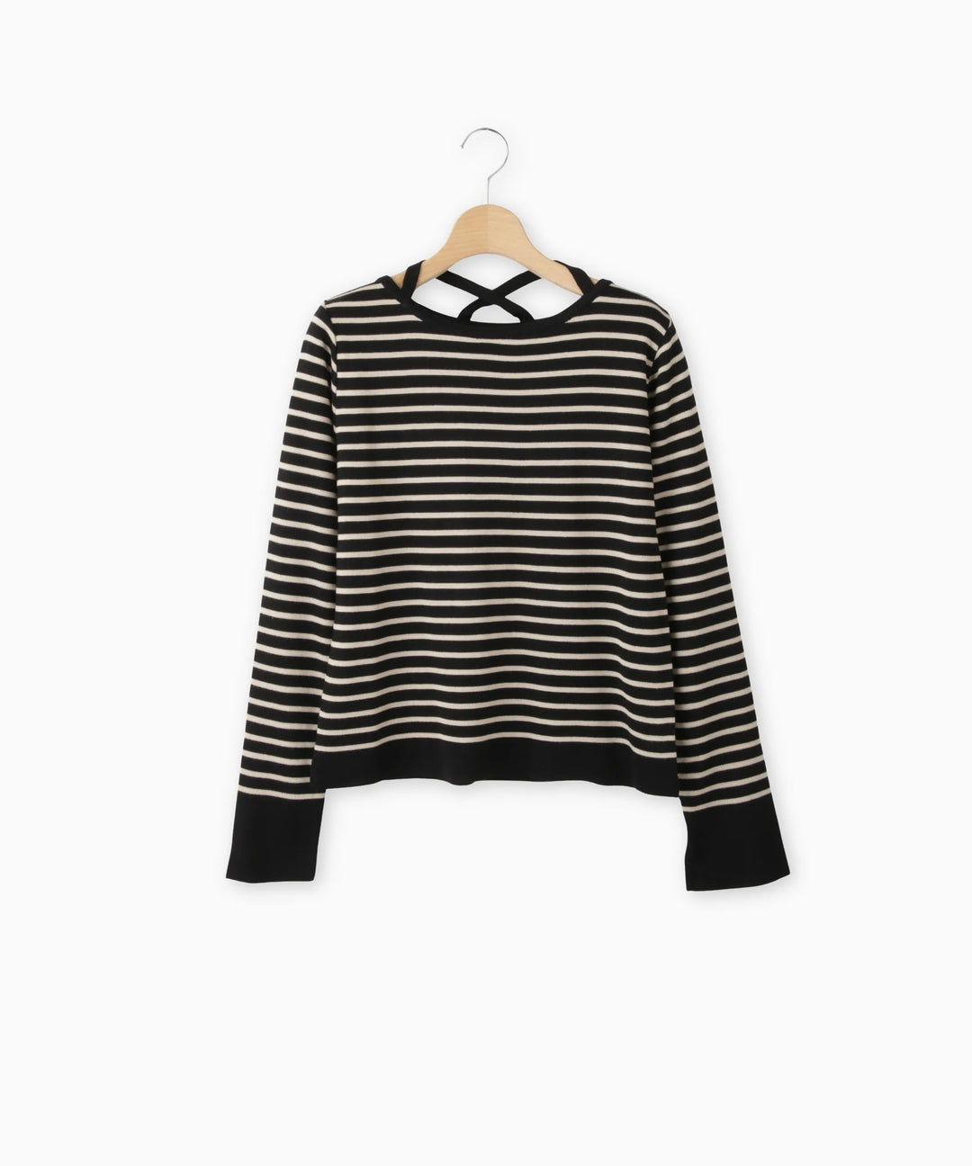 バックリボンニット