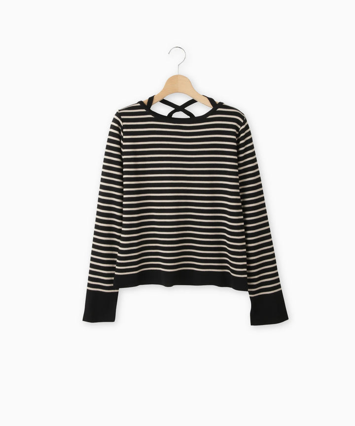 バックリボンニット