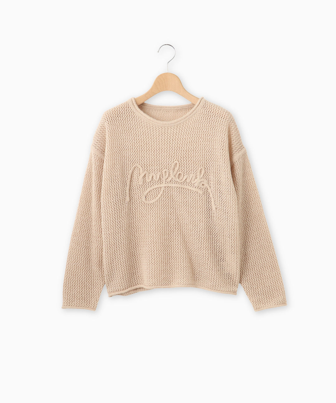 メッシュ編みニットトップス