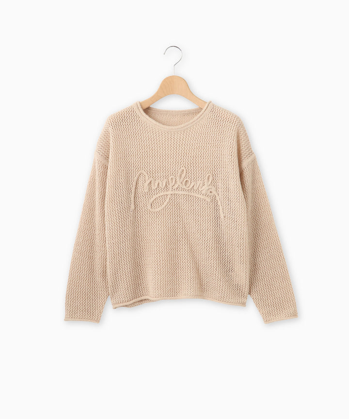 メッシュ編みニットトップス