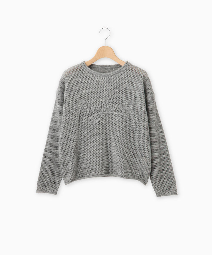 メッシュ編みニットトップス