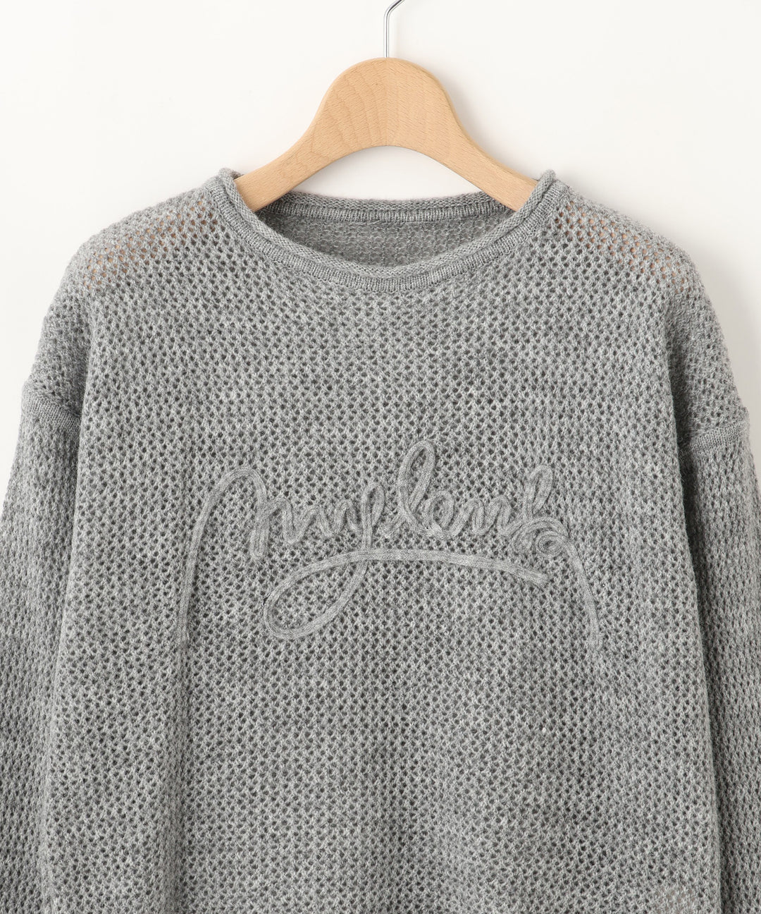 メッシュ編みニットトップス