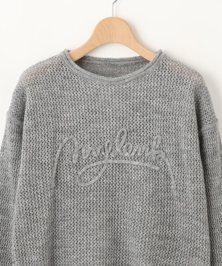 メッシュ編みニットトップス