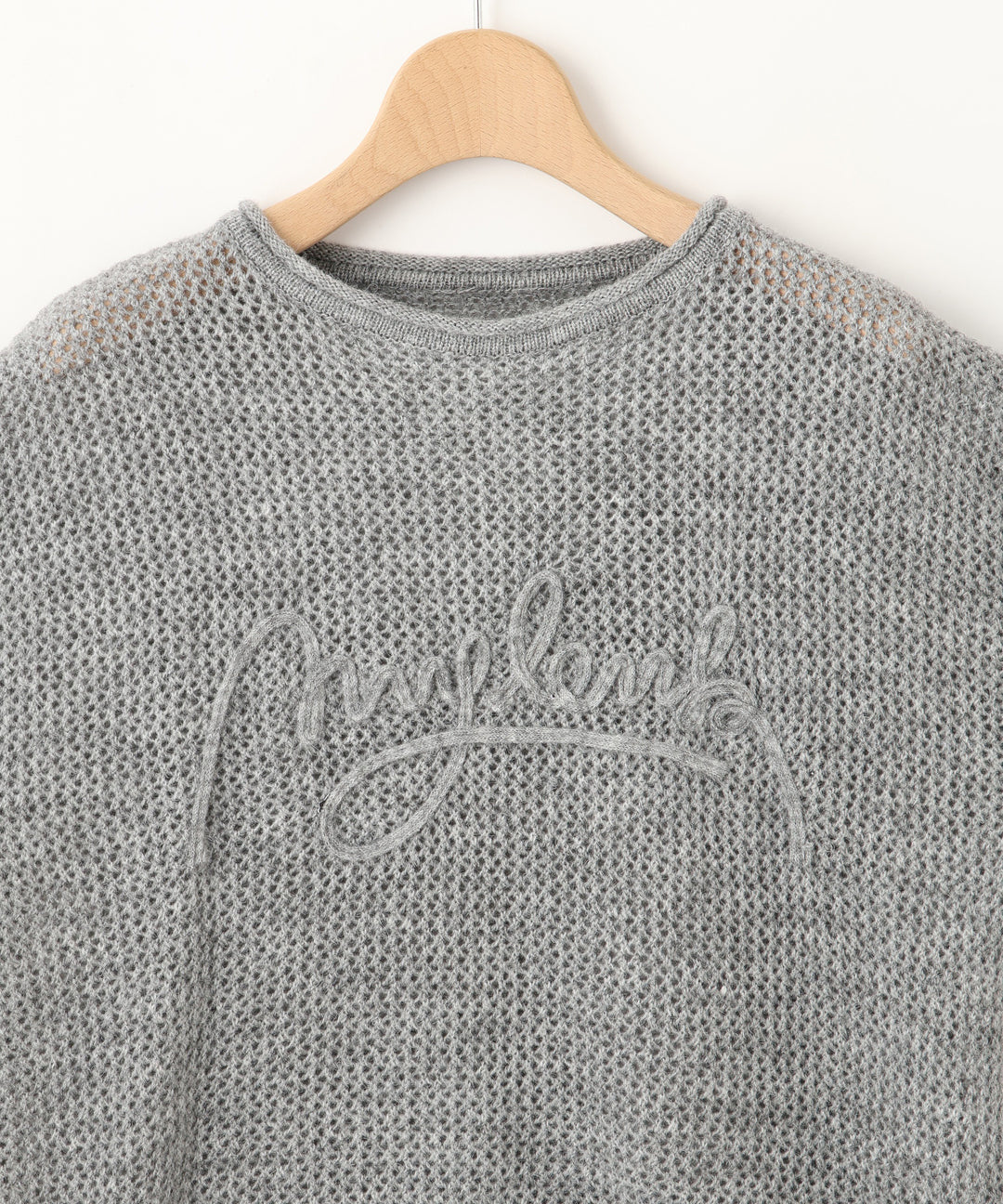 メッシュ編みニットトップス