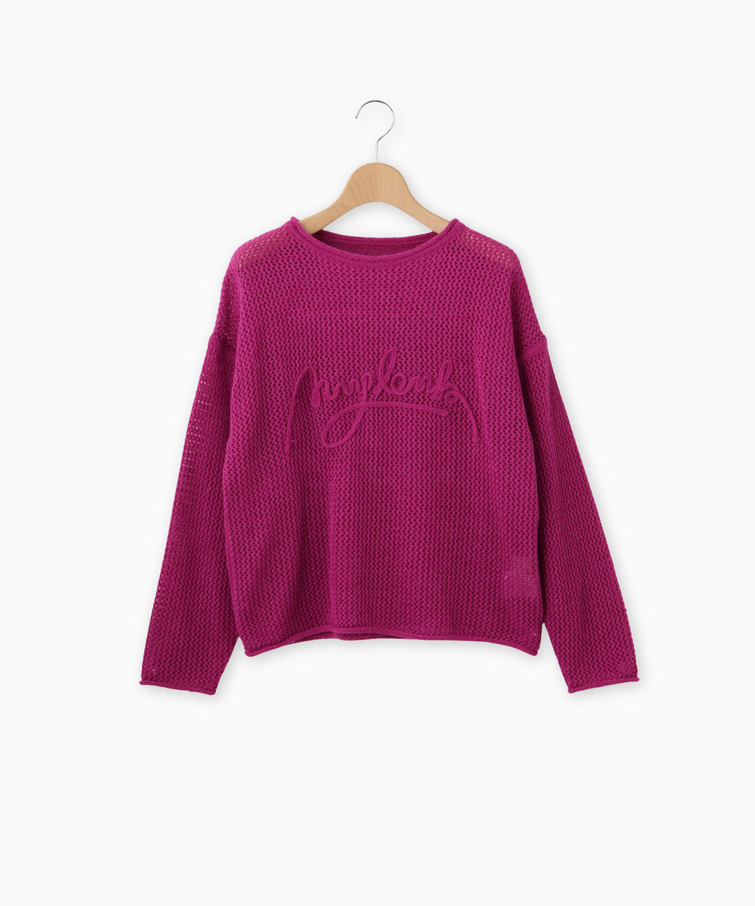 メッシュ編みニットトップス