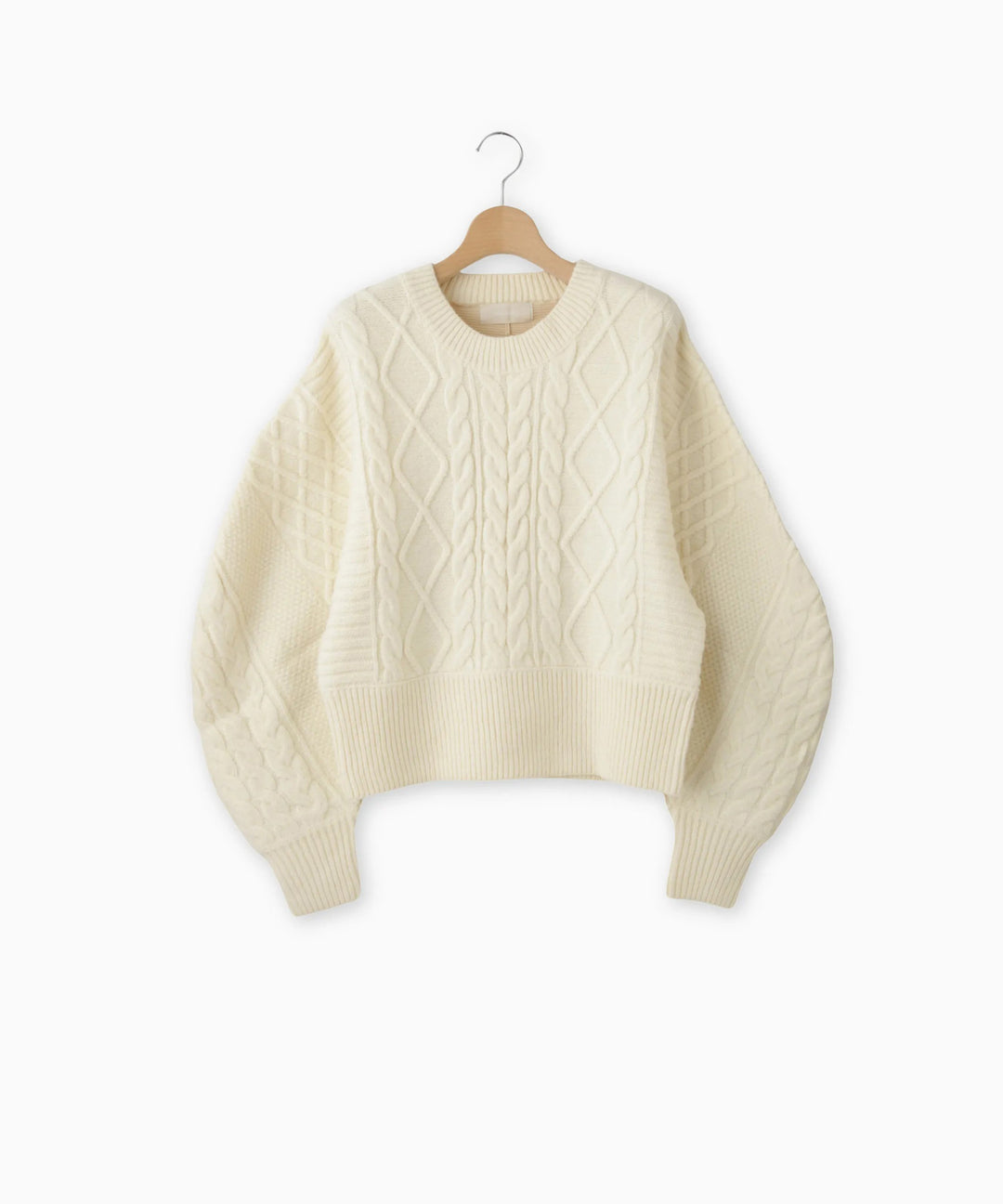ケーブル畦配色ニット