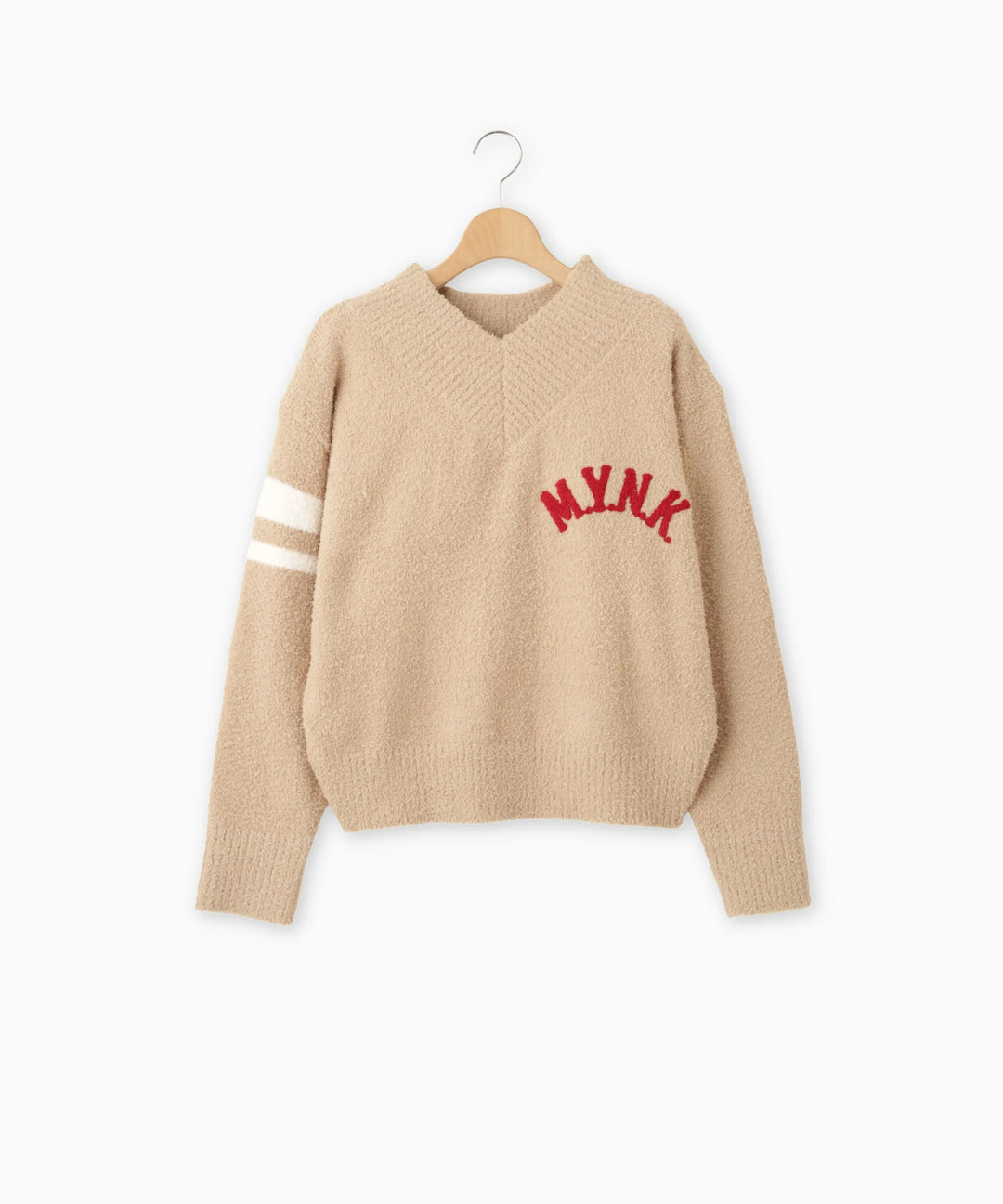 MYNKロゴVネックニット