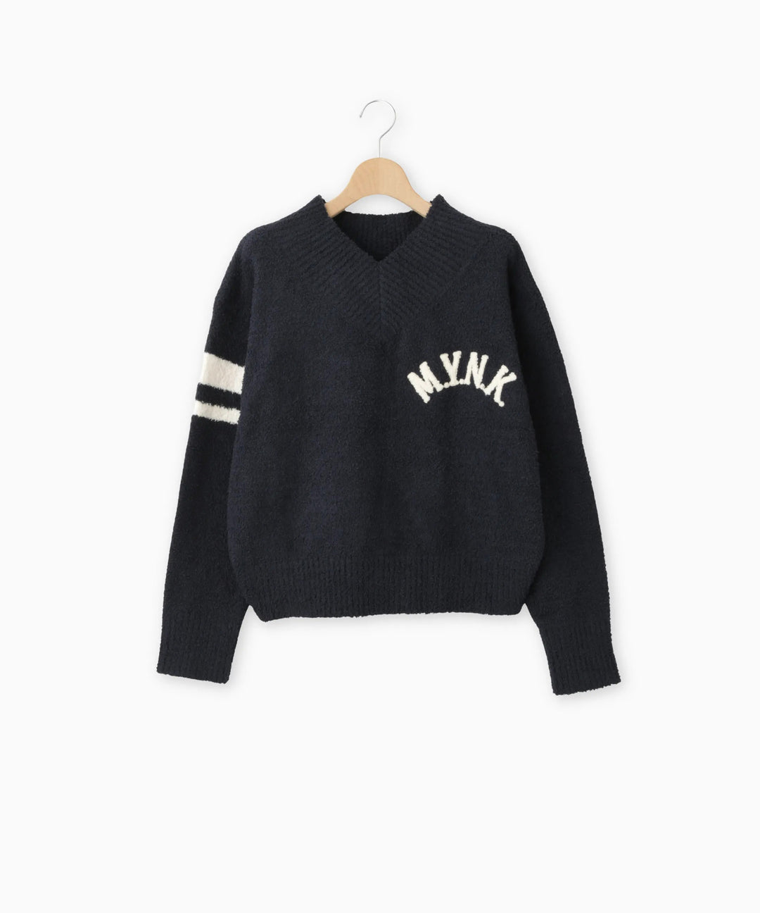 MYNKロゴVネックニット