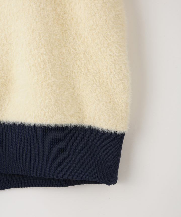 配色デザインニットブルゾン