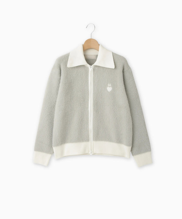 配色デザインニットブルゾン