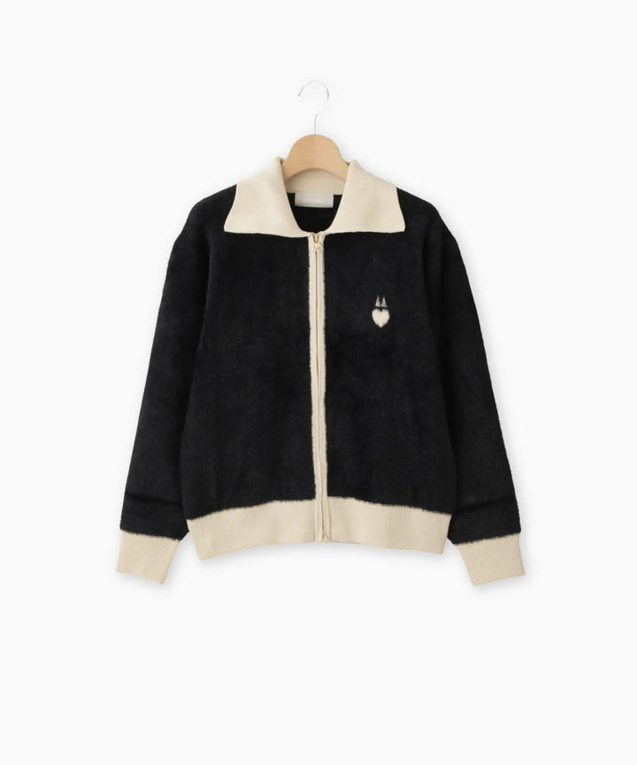 配色デザインニットブルゾン