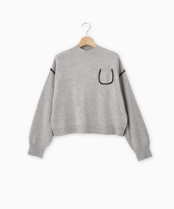 配色パイピングニット