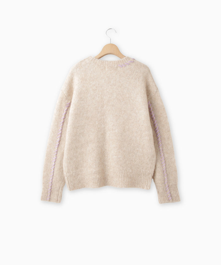 アルパカ混ハンドステッチニット