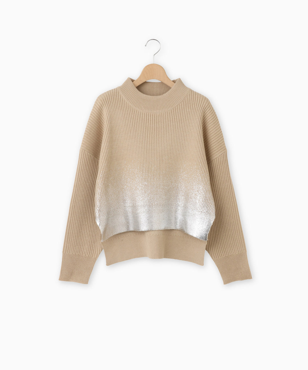 シルバー箔グラデーションリブニット