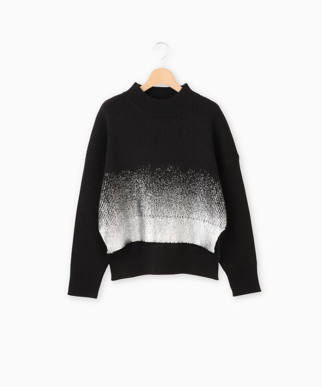 シルバー箔グラデーションリブニット