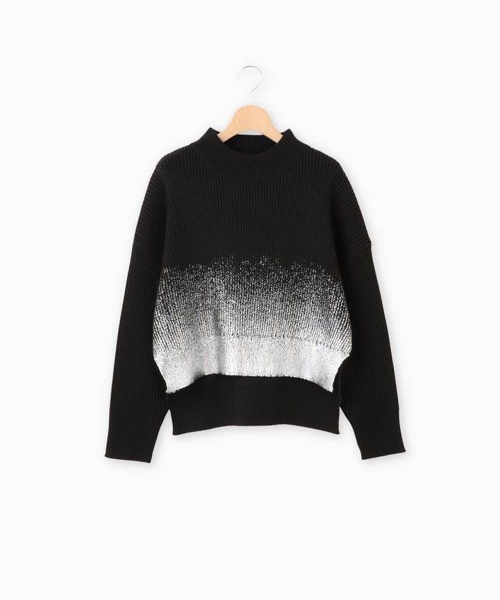 シルバー箔グラデーションリブニット