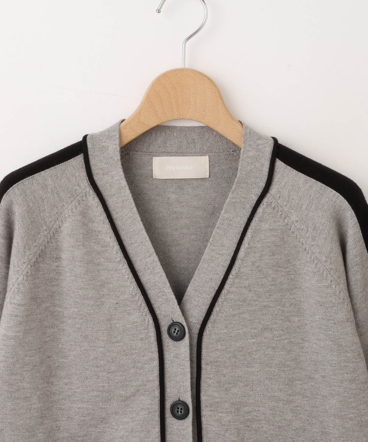 配色ラインVネックカーディガン