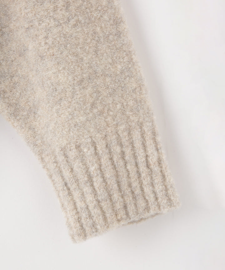 ウール混ブークレフリースニット