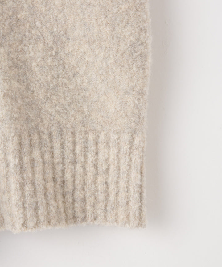 ウール混ブークレフリースニット