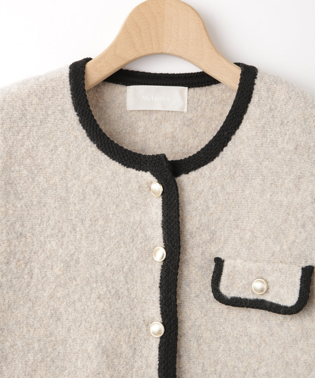 ブークレ配色パイピングカーディガン