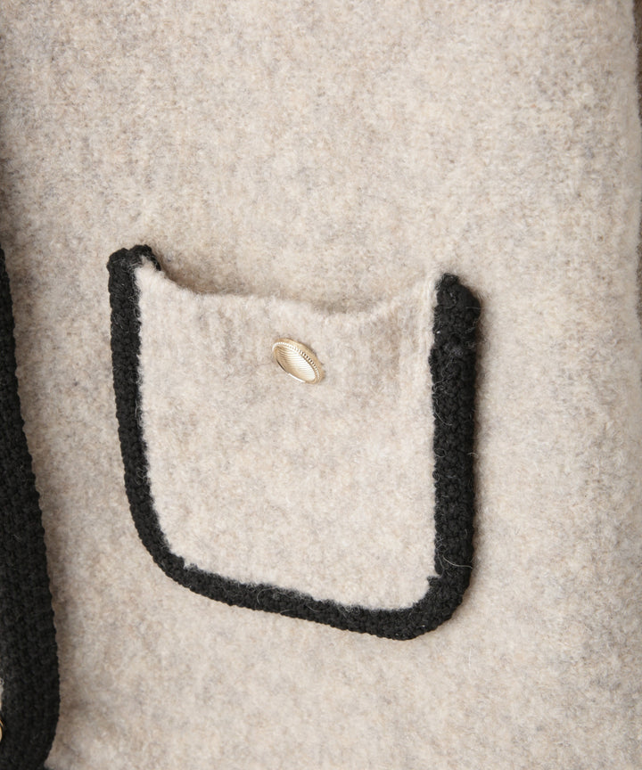 ブークレ配色パイピングカーディガン