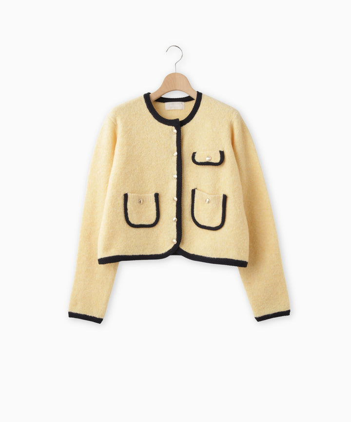 ブークレ配色パイピングカーディガン