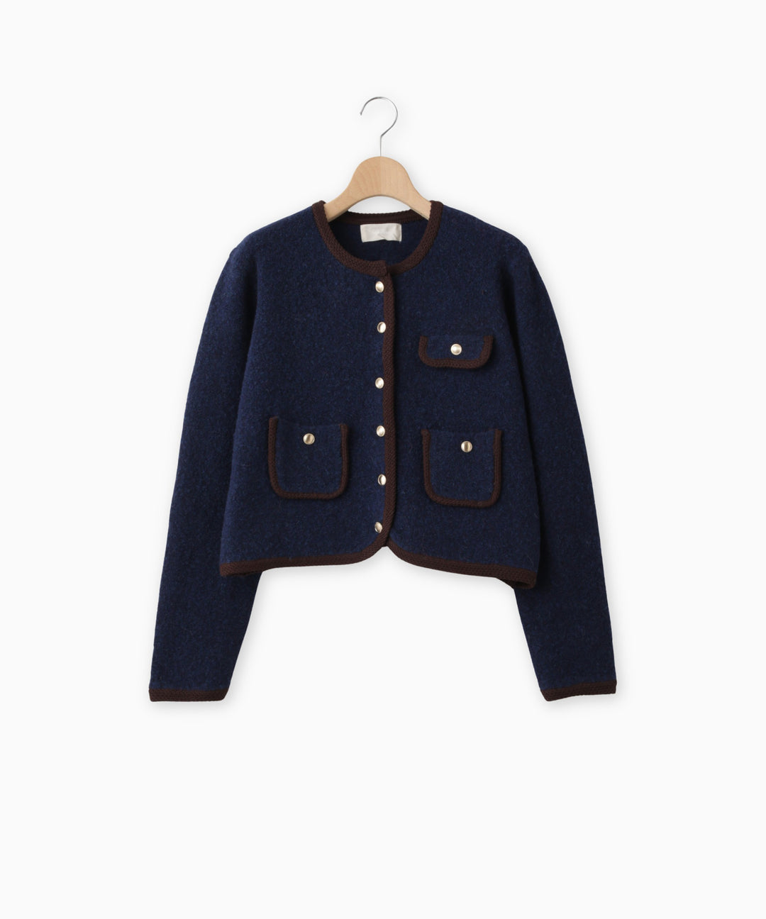 ブークレ配色パイピングカーディガン