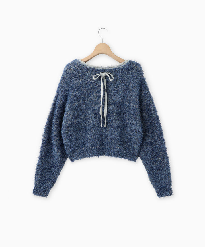 フェザーヤーンバックリボンニット