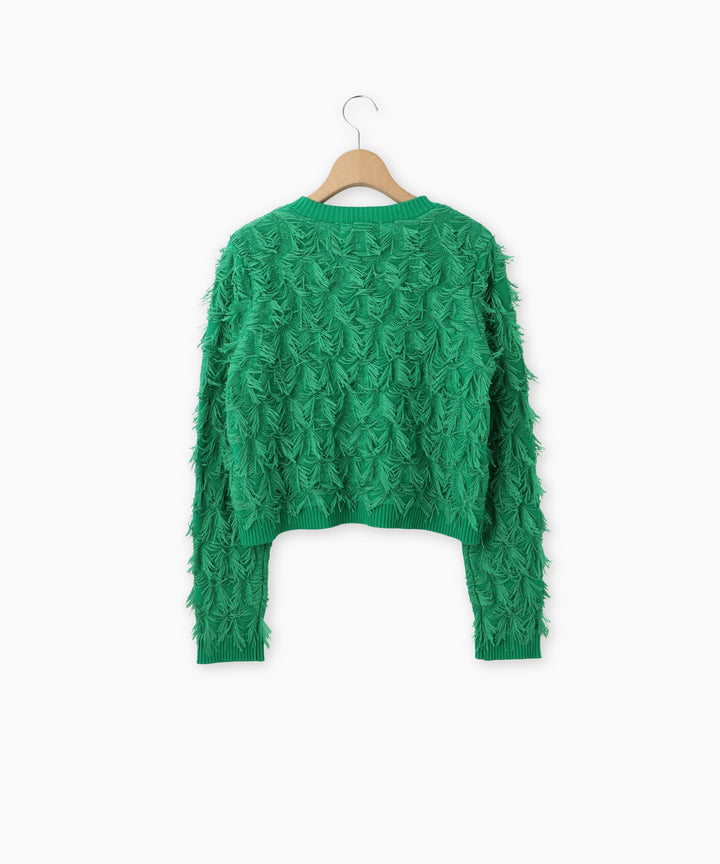 カットジャガードフリンジカーディガン