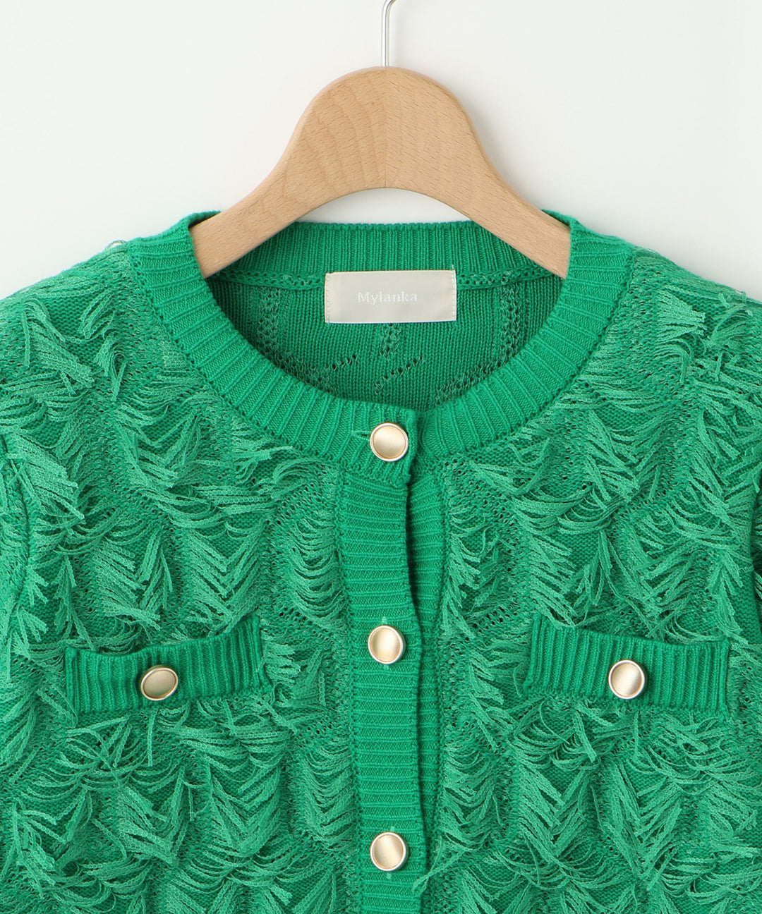 カットジャガードフリンジカーディガン