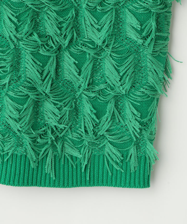 カットジャガードフリンジカーディガン