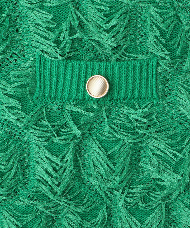 カットジャガードフリンジカーディガン