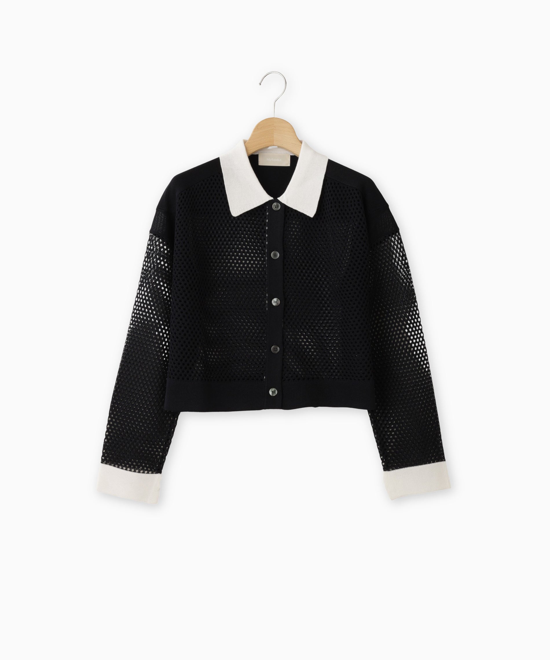 衿つきメッシュニットカーディガン – FACE SANS FARD